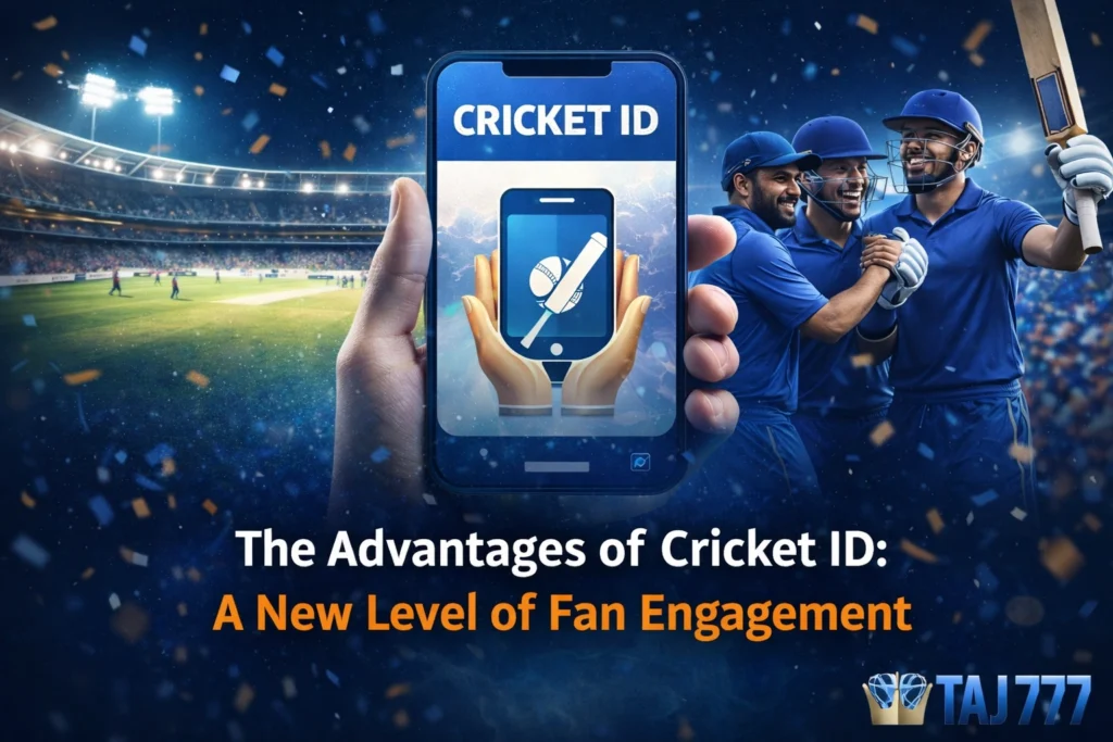 Advantages of Cricket ID showing enhanced fan engagement with TAJ777 logo